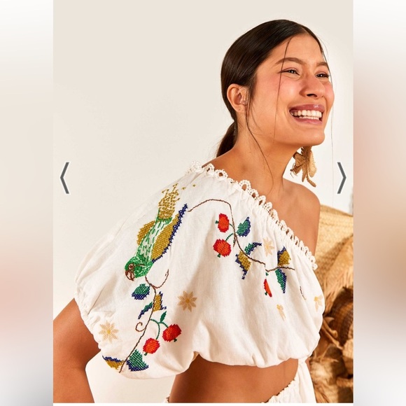 BNWT Stunning Farm Rio Pitanga Embroidered One-Shoulder Maxi Dress - Picture 3 of 7